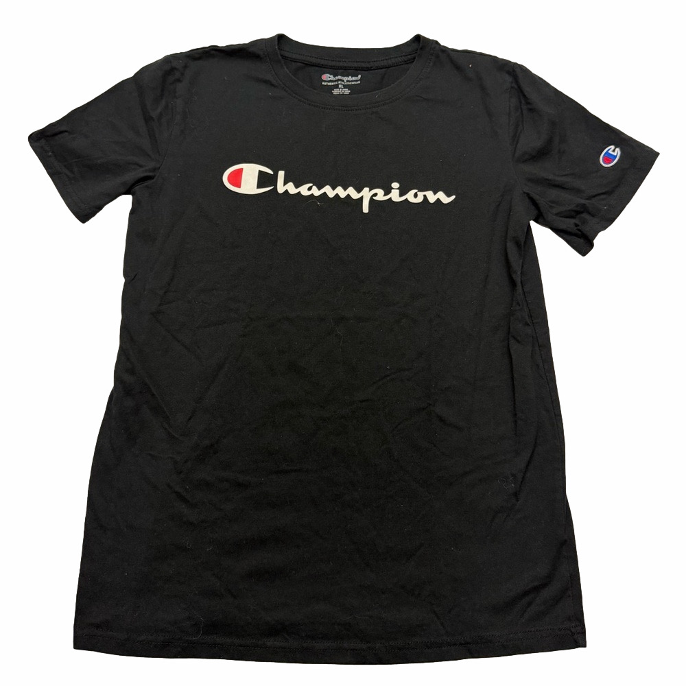 Champion Classic Black Tee T-Shirt Top Logo Youth Boy XL 14-16 Athletic Sporty